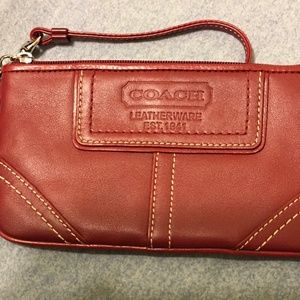 Coach Red Leather Long Wallet Purse